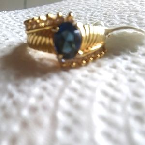 14 kt electroplated size 8.5 blue gem